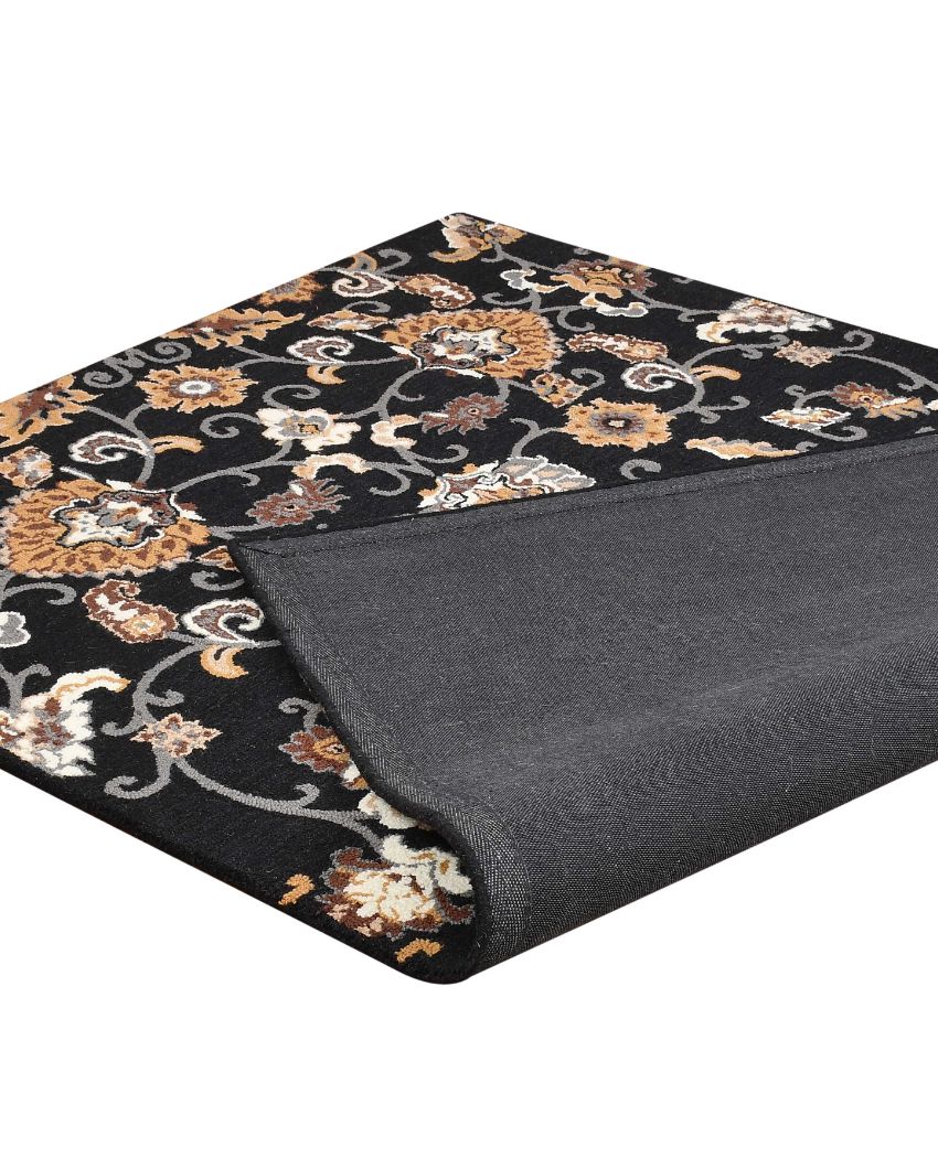 Traditional Visionary Black Hand Tufted Wool Carpet