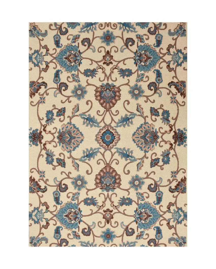 Cream Traditional Hand Tufted Wool Carpet