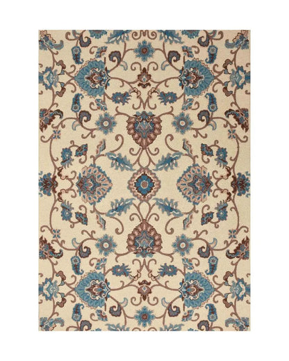 Cream Traditional Hand Tufted Wool Carpet