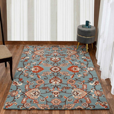 Traditional Visionary Blue Hand Tufted Wool Carpet