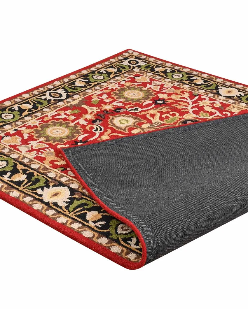 Sleek Red Traditional Hand Tufted Wool Carpet