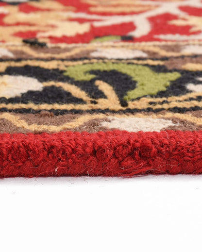 Sleek Red Traditional Hand Tufted Wool Carpet