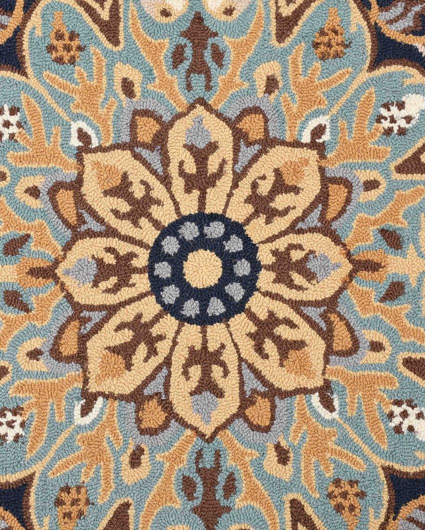 Eclectic Blue Traditional Hand Tufted Wool Carpet