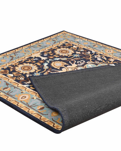 Eclectic Blue Traditional Hand Tufted Wool Carpet