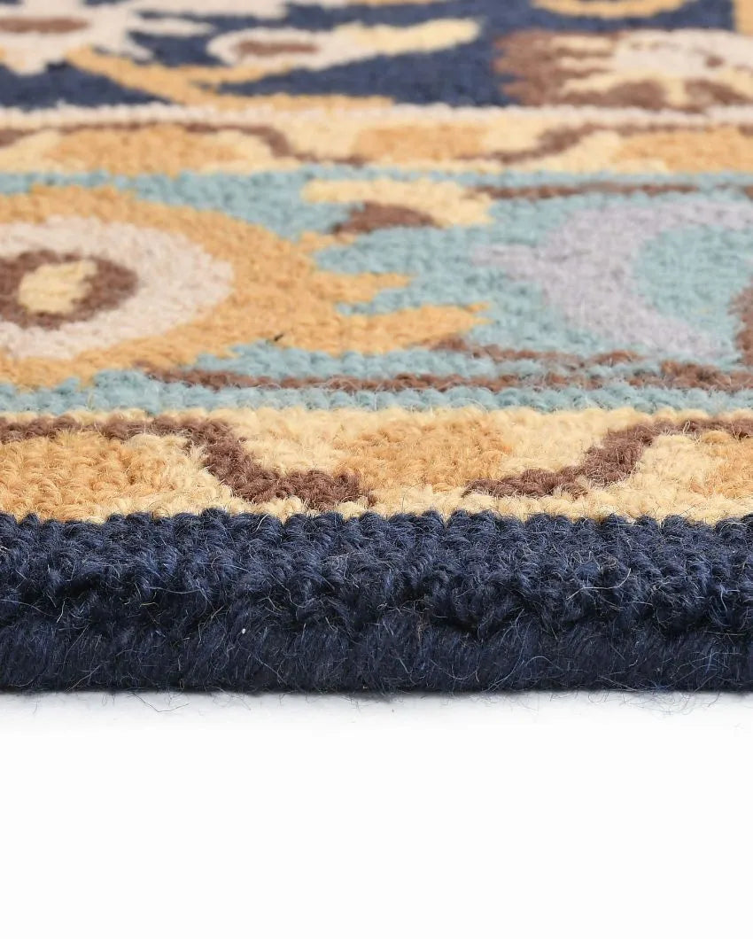 Eclectic Blue Traditional Hand Tufted Wool Carpet