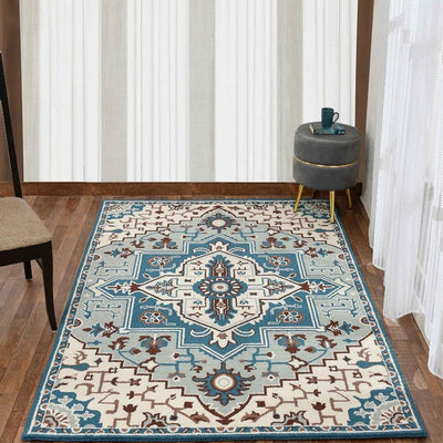 Innovative Blue Traditional Hand Tufted Wool Carpet