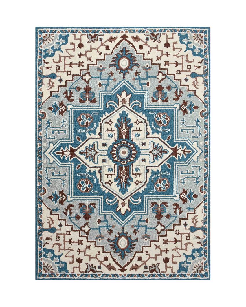 Innovative Blue Traditional Hand Tufted Wool Carpet