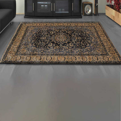 Traditional Black Polyester Carpet