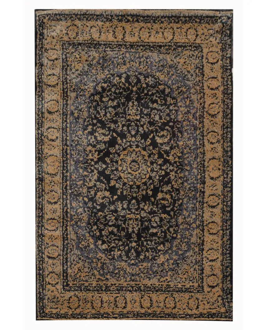 Traditional Black Polyester Carpet