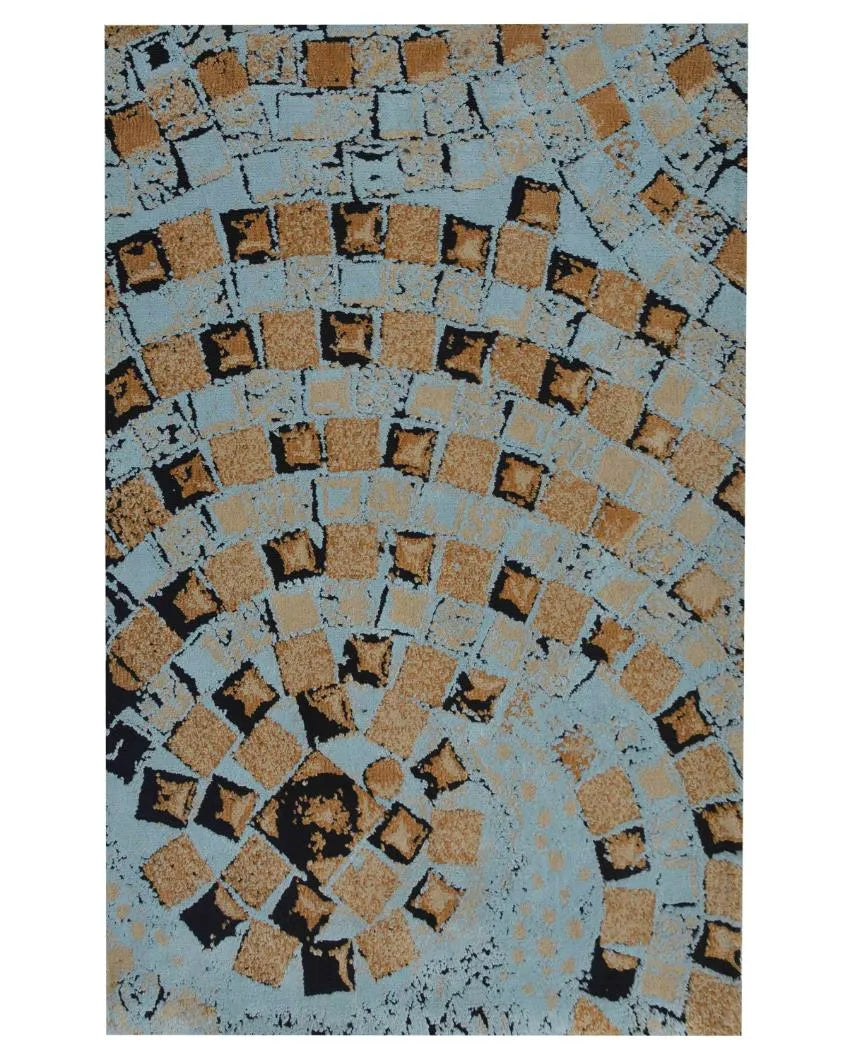 Abstract Organic Blue Polyester Carpet