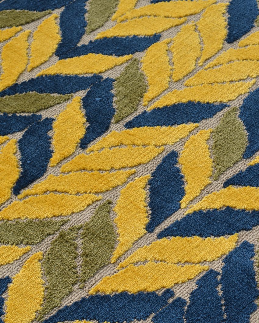 Abstract Elegant Yellow Polyester Carpet