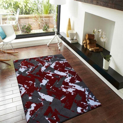 Abstract Modern Red Polyester Carpet