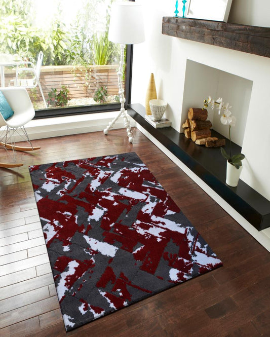 Abstract Modern Red Polyester Carpet