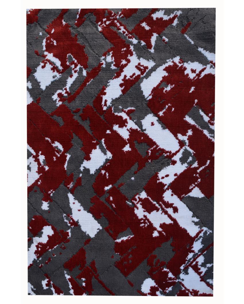 Abstract Modern Red Polyester Carpet