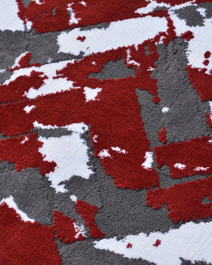 Abstract Modern Red Polyester Carpet