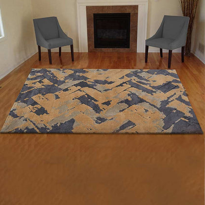 Abstract Curated Gold Polyester Carpet