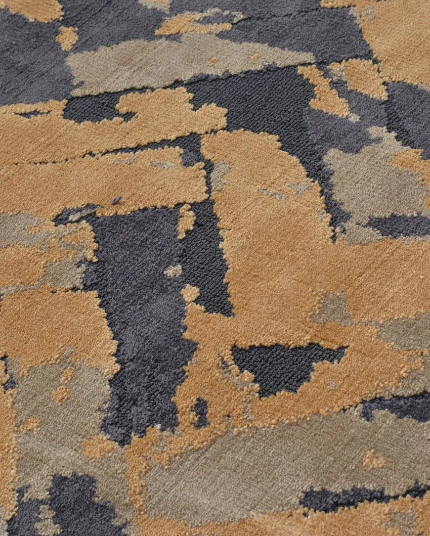 Abstract Curated Gold Polyester Carpet