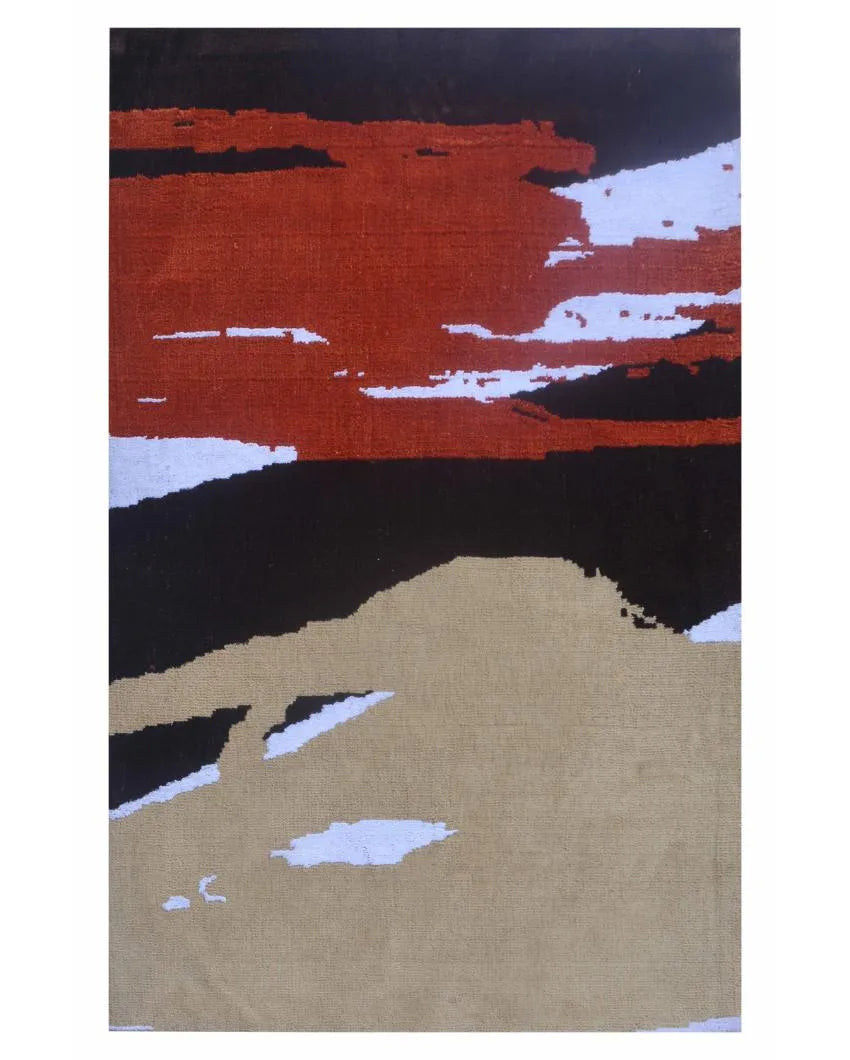 Abstract Black & Red Polyester Carpet