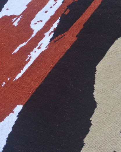 Abstract Black & Red Polyester Carpet