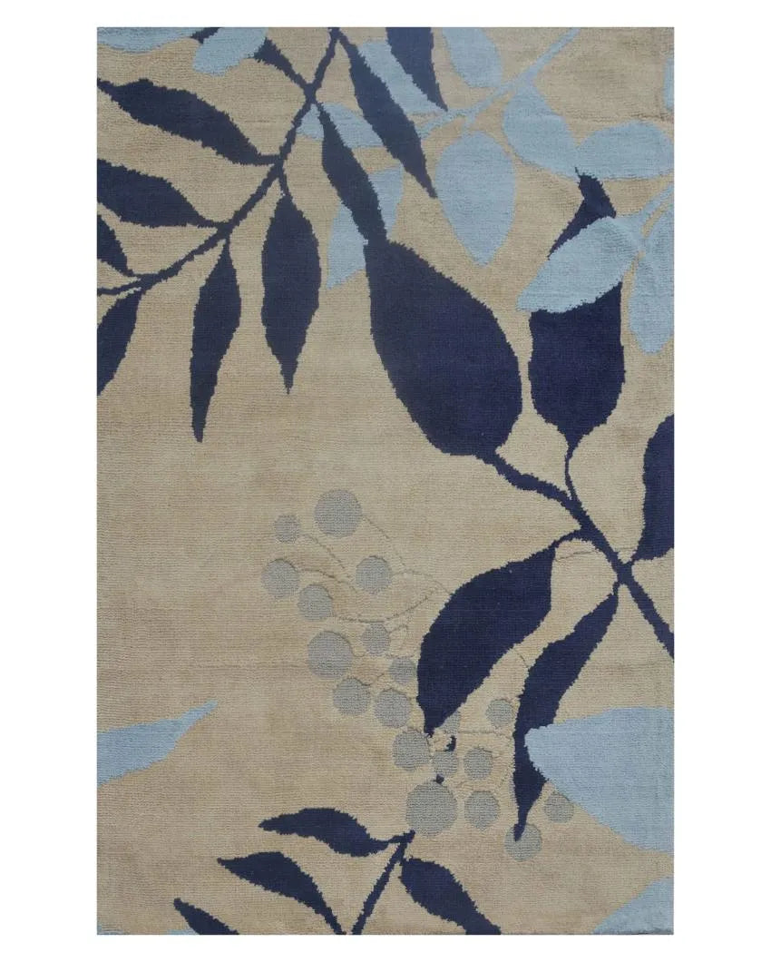 Floral Blue Polyester Carpet