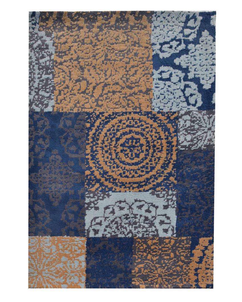 Abstract Sleek Blue Polyester Carpet