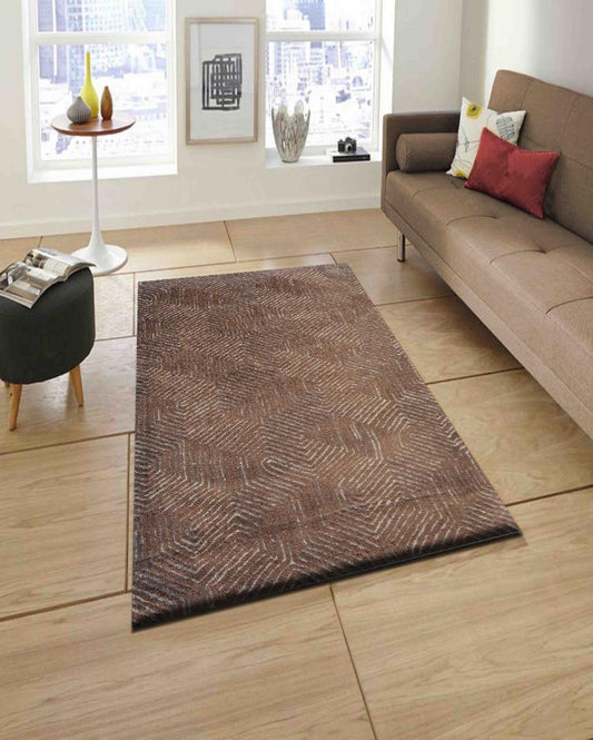 Geometric Brown Polyester Carpet