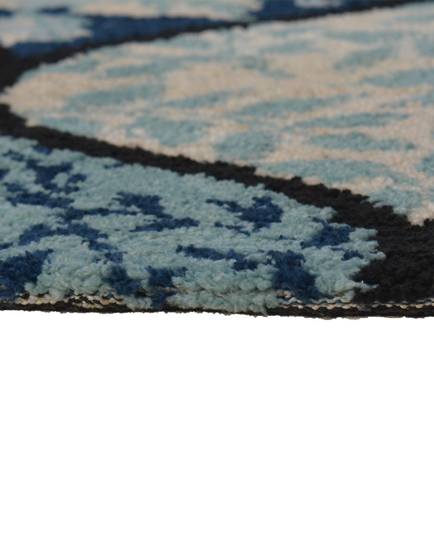 Abstract Intricate Blue Polyester Carpet