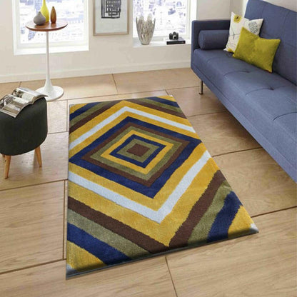 Elegant Abstract Yellow Polyester Carpet