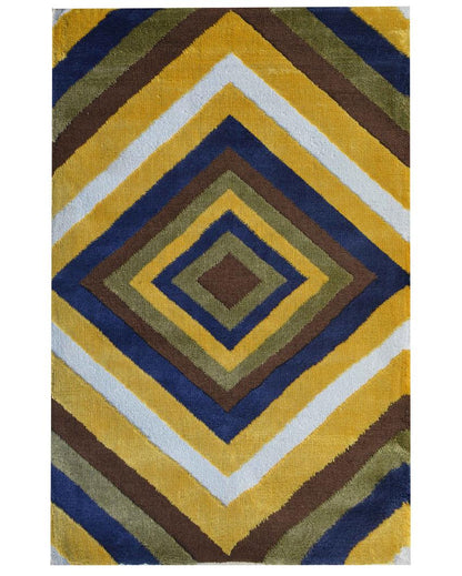 Elegant Abstract Yellow Polyester Carpet