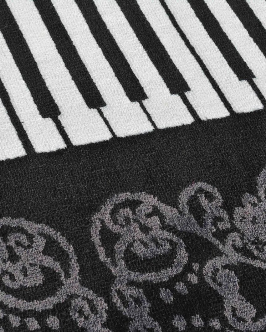 Abstract Black Piano Polyester Carpet