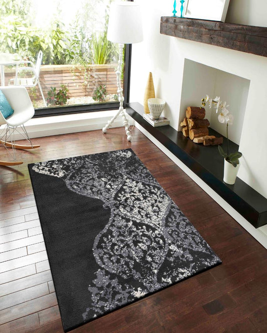 Abstract Striking Grey Polyester Carpet