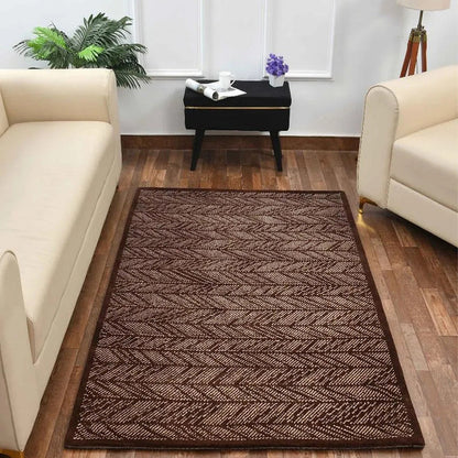 Brown & Beige Abstract Polyester Carpet