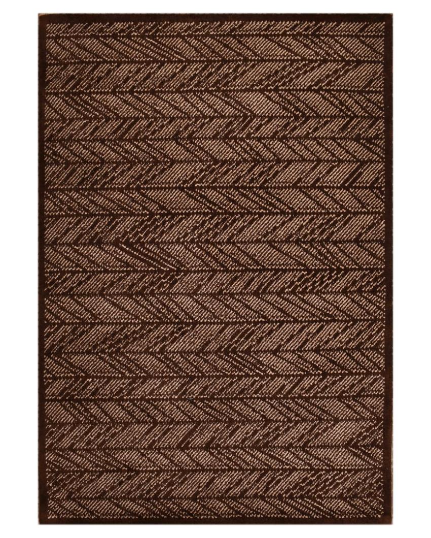 Brown & Beige Abstract Polyester Carpet