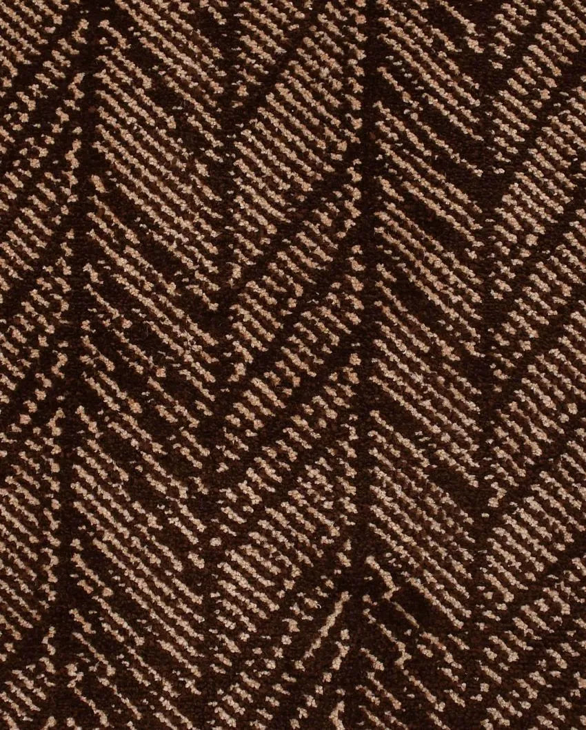 Brown & Beige Abstract Polyester Carpet