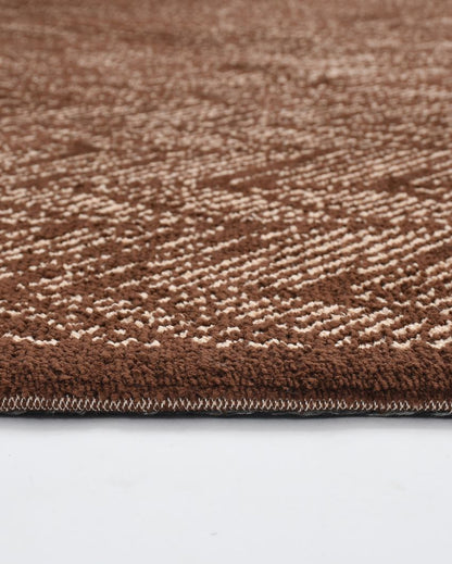 Brown & Beige Abstract Polyester Carpet