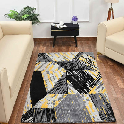 Dynamic Black & Grey Abstract Polyester Carpet