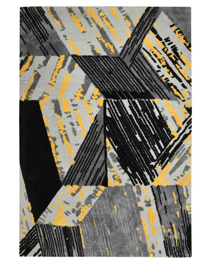 Dynamic Black & Grey Abstract Polyester Carpet