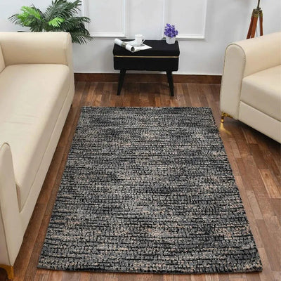 Harmonious Black & Grey Abstract Polyester Carpet