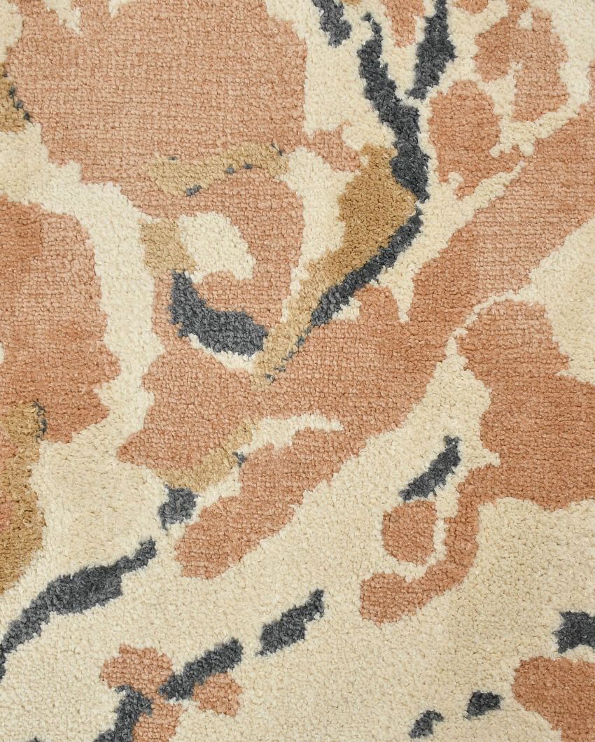 Beige & Grey Abstract Polyester Carpet