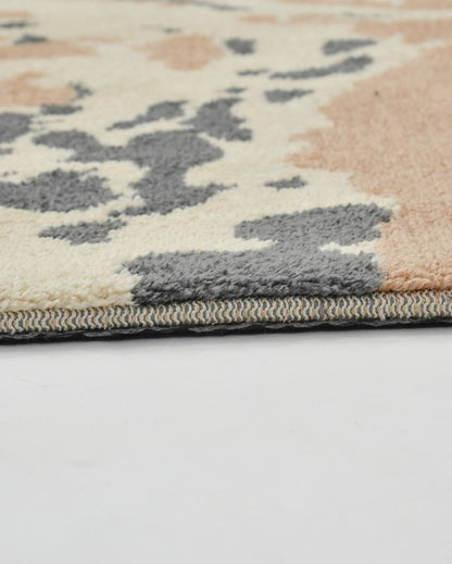 Beige & Grey Abstract Polyester Carpet