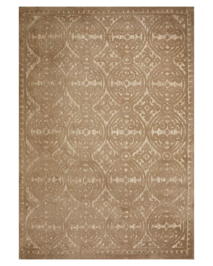 Brown Geometric Polyester Carpet