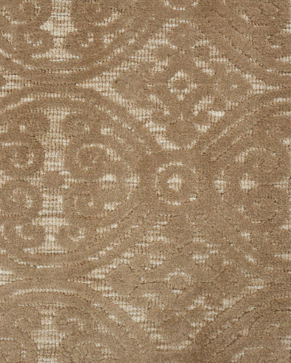 Brown Geometric Polyester Carpet