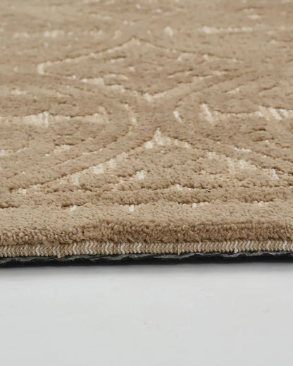 Brown Geometric Polyester Carpet