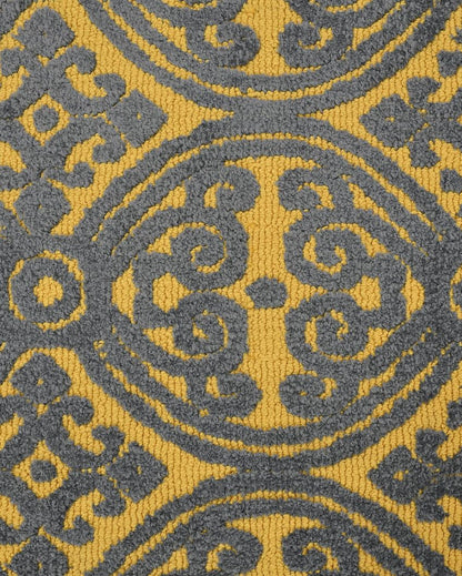 Grey & Yellow Geometric Polyester Carpet