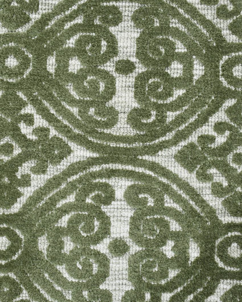 Green Geometric Polyester Carpet