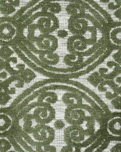 Green Geometric Polyester Carpet