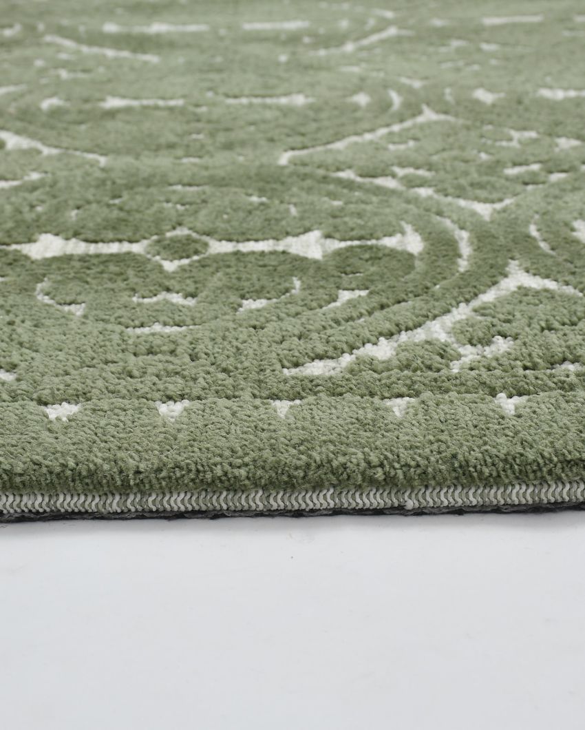 Green Geometric Polyester Carpet