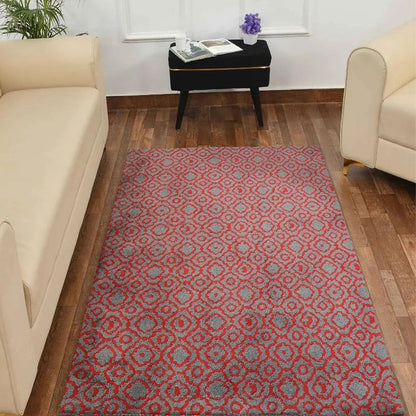 Exquisite Red & Grey Abstract Polyester Carpet