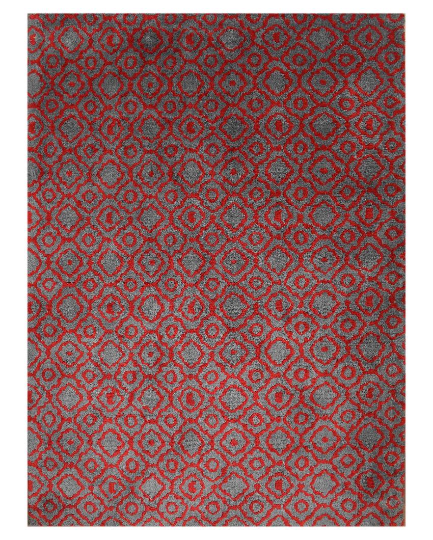 Exquisite Red & Grey Abstract Polyester Carpet