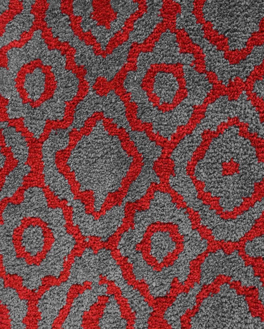 Exquisite Red & Grey Abstract Polyester Carpet